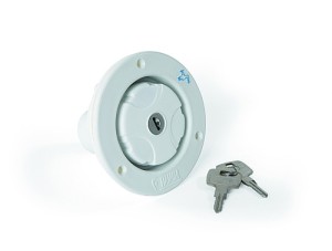 Wlew wody do campera przyczepy z korkiem biały