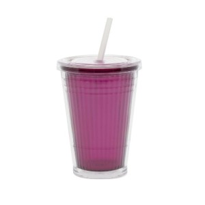 Kubek ze słomką campingowy GIMEX fioletowy 450ml