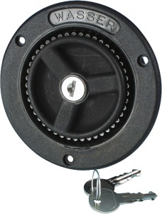 Wlew wody do campera przyczepy czarny krótki korek