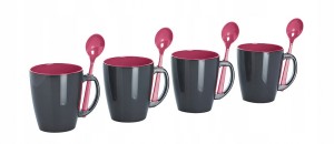 Kubki GIMEX z łyżeczkami 4szt. malina